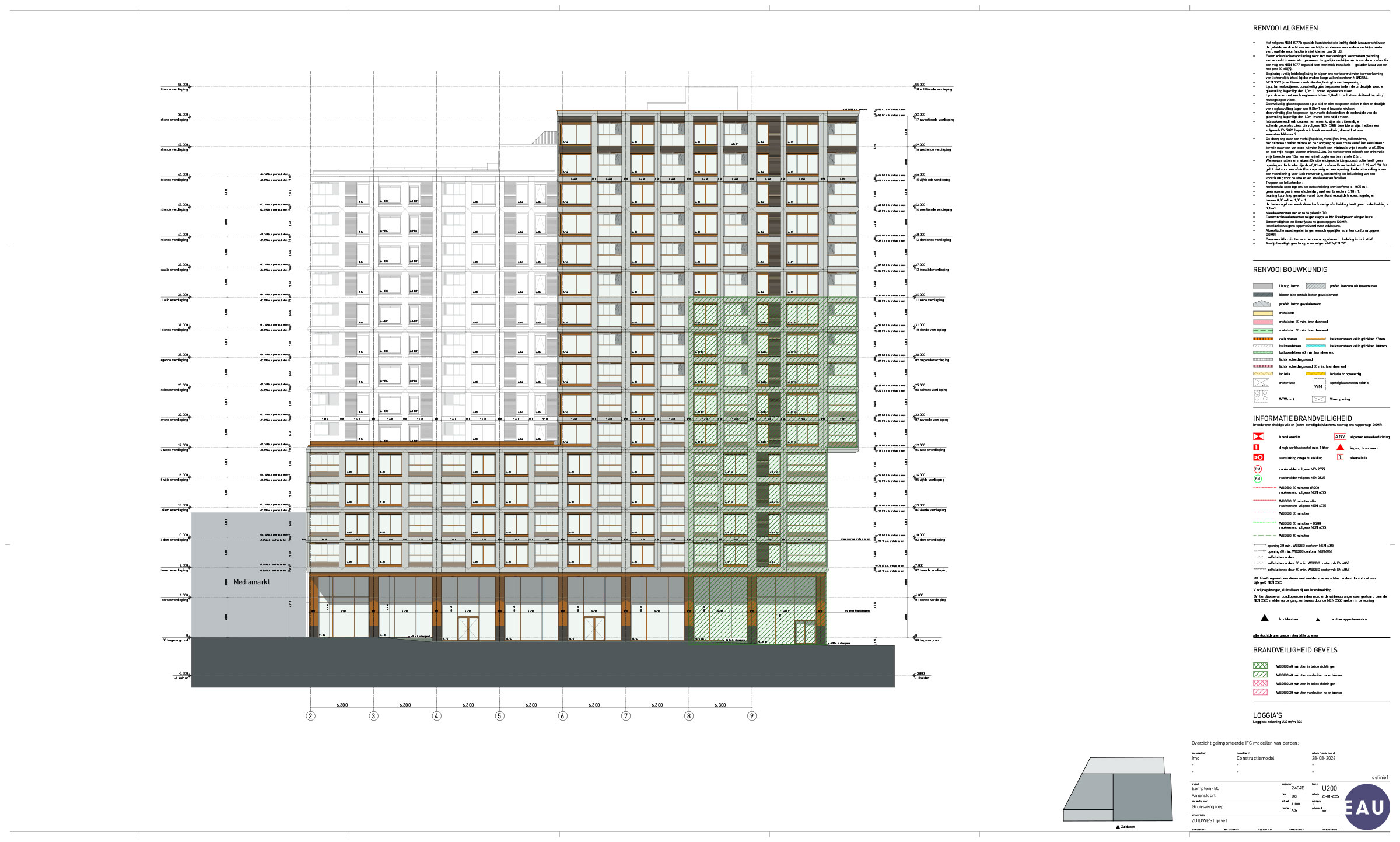 Eemplein Amersfoort, Zuidwest gevel