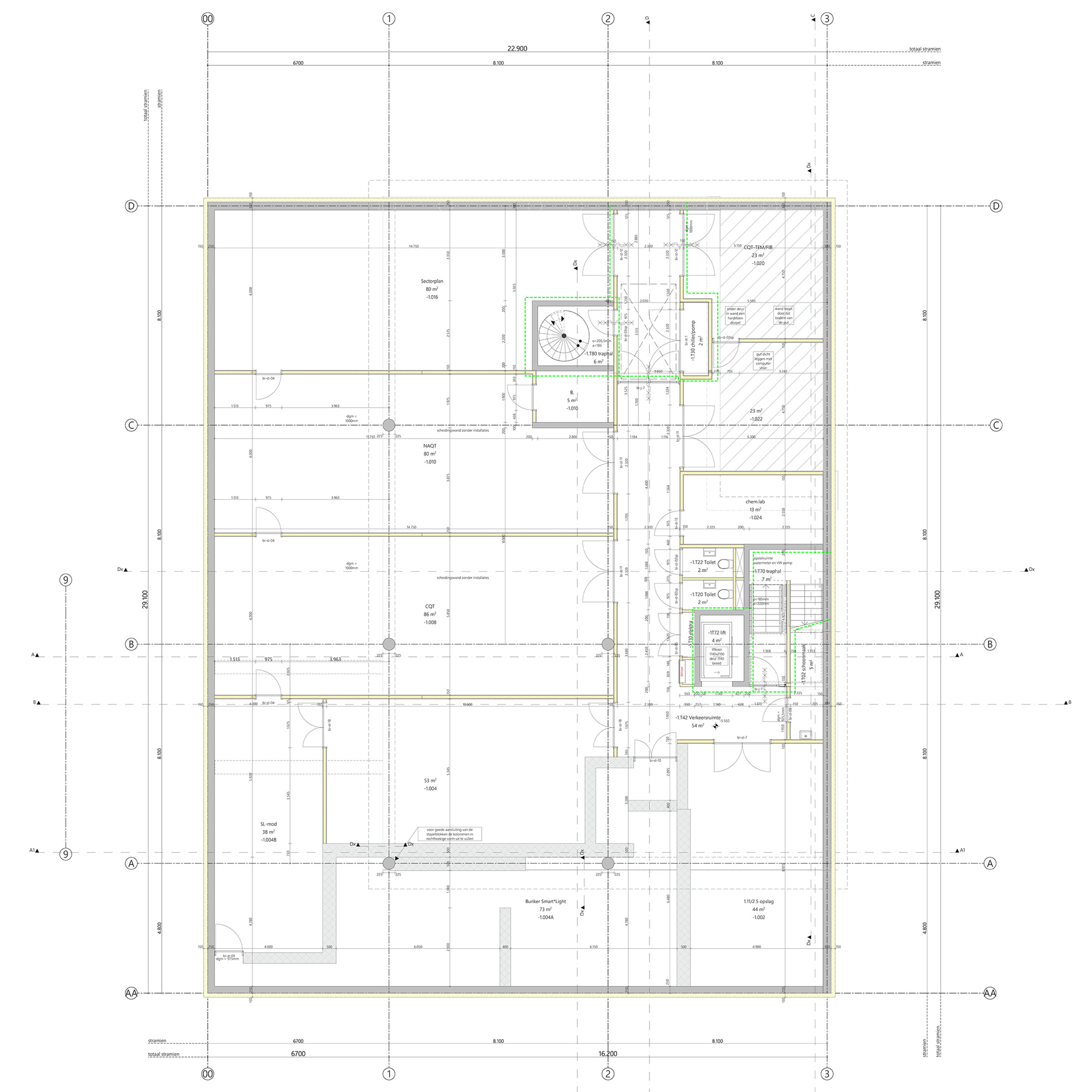 Gebouw 7200, plattegrond kelder