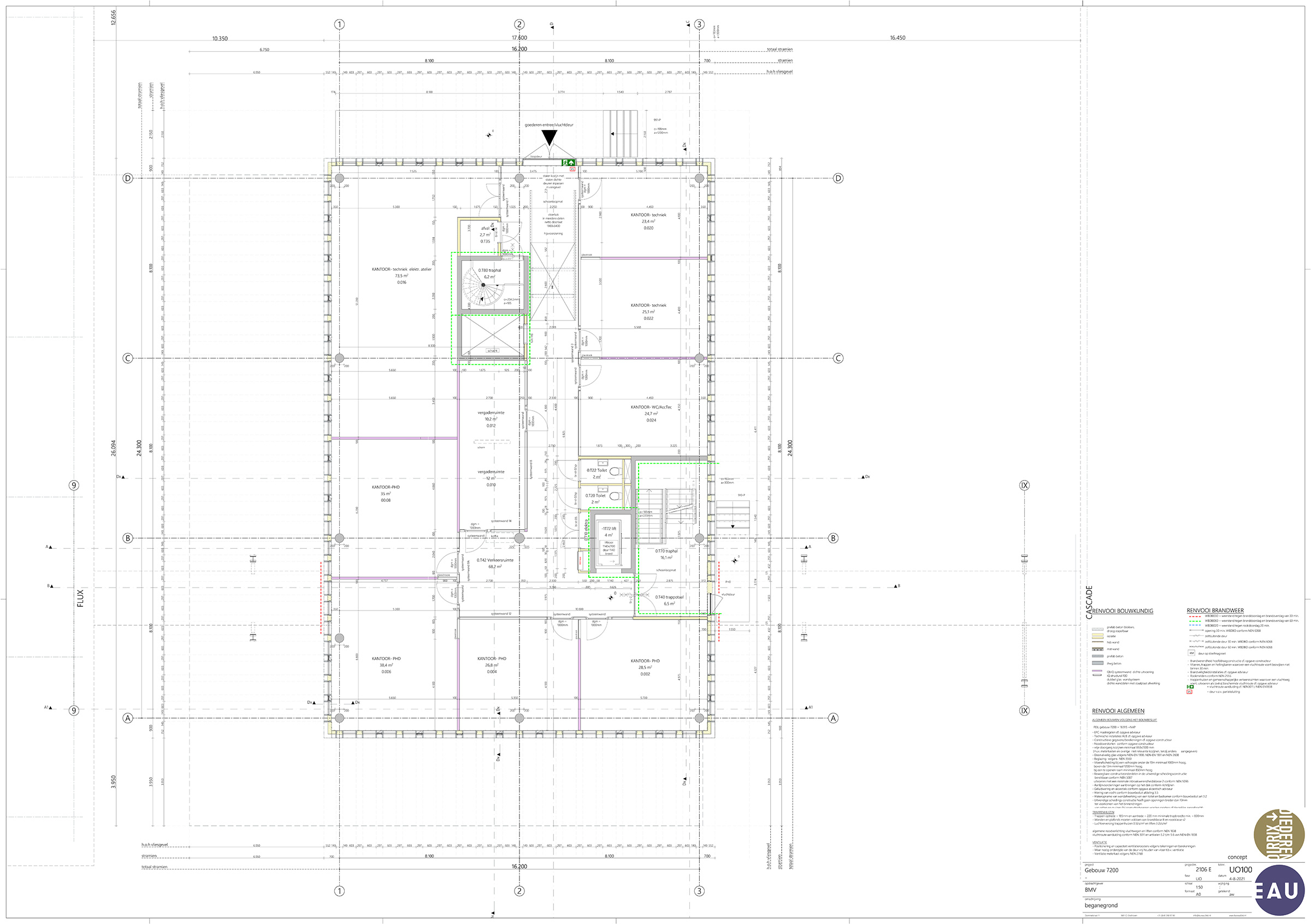 Gebouw 7200, plattegrond begane grond